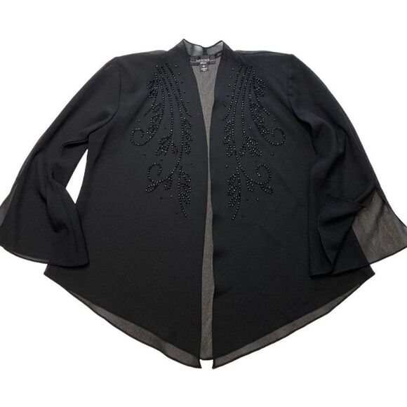 R&M Richards Black 2 Piece Set Dress Jacket Beaded 6P 6 Petite MOB MOG Formal‎ - Picture 7 of 11